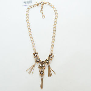 J. Crew Brass Rhinestone Link Statement Necklace